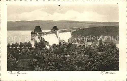 Moehnetalsperre Moehnesee Sperrmauer Kat. Sundern (Sauerland)