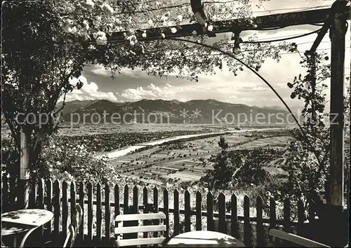 Meldegg Walzenhausen AR Gartenrestaurant Panorama Blick auf Rheinebene und Vorarlberg Kat. Walzenhausen