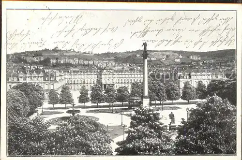 Stuttgart Schlossplatz mit neuem Schloss Saeule Kat. Stuttgart