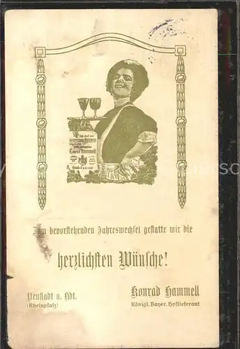 Neustadt Haardt Frau Wein Jahreswechsel Glueckwuensche Konrad Hammell  Kat. Neustadt an der Weinstr.
