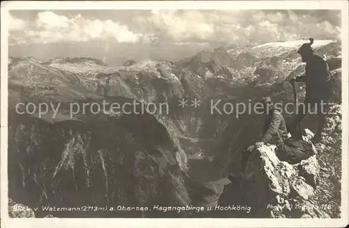 Foto Zeitz F.G. Nr. 128 Obersee Hagengebirge Hichkoenig Bergsteiger  Kat. Berchtesgaden