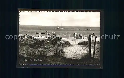 Haffkrug Ostseebad Strandpartie Fischernetze Schiffe