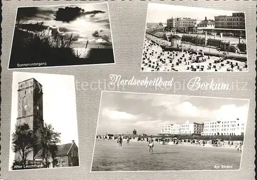 Borkum Nordseebad Sonnenuntergang Strandpromenade Alter Leuchtturm Strand