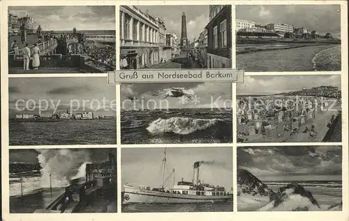 Borkum Nordseebad Faehranleger Strandstr Leuchtturm Hotelfront Moewe Strandpartie Sturm MS Prinz Heinrich Duenen