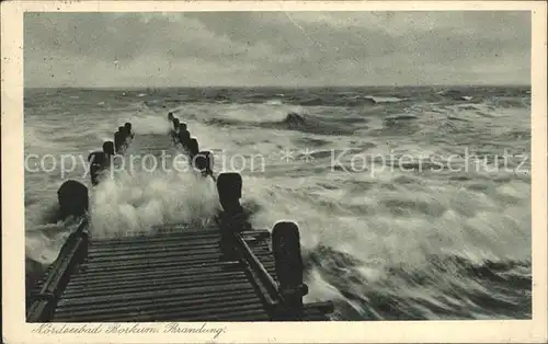 Borkum Nordseebad Brandung an der Segelbuhne