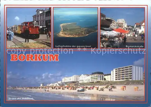 Borkum Nordseebad Inselbahn Fliegeraufnahme Bismarckstrasse Hotelfront / Borkum /Leer LKR