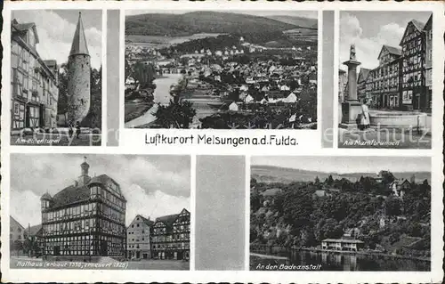 Melsungen Fulda Marktbrunnen An der Badeanstalt Rathaus Am Eulenturm Kat. Melsungen