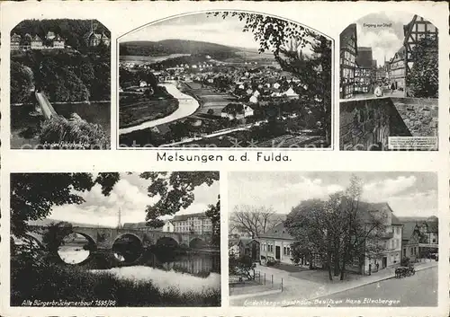 Melsungen Fulda Fuldabruecke Eingang zur Stadt Alte Buergerbruecke Kat. Melsungen