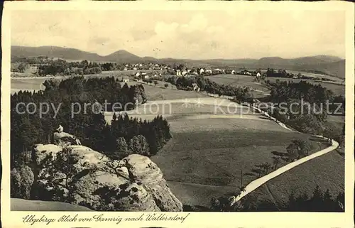 Waltersdorf Sachsen Elbgebirge Blick von Gamrig  Kat. Porschdorf