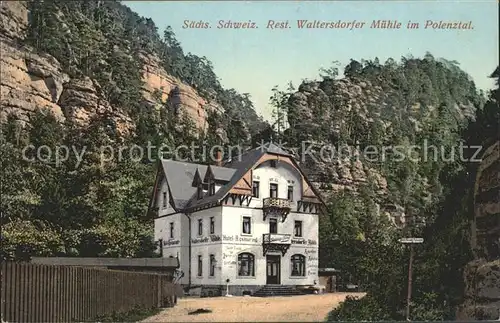 Polenztal Restaurant Waltersdorfer Muehle Kat. Hohnstein