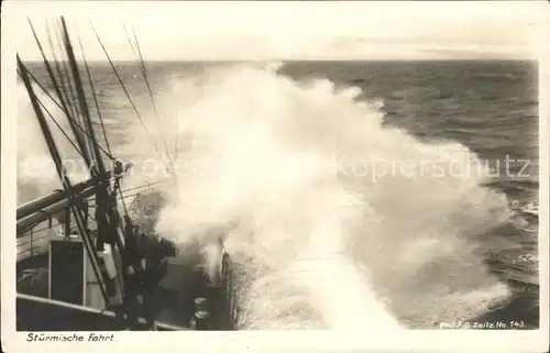 Foto Zeitz F.G. Nr. 143 Stuermische Fahrt Schiff Kat. Berchtesgaden