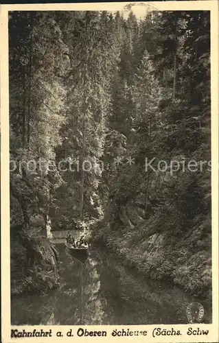 Saechsische Schweiz Kahnfahrt an der oberen Schleuse Kat. Rathen Sachsen