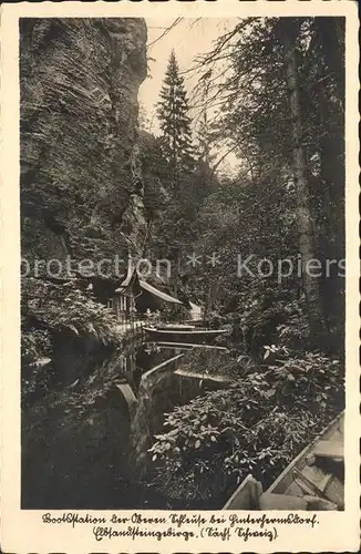 Saechsische Schweiz Bootsstation an der oberen Schleuse Kat. Rathen Sachsen