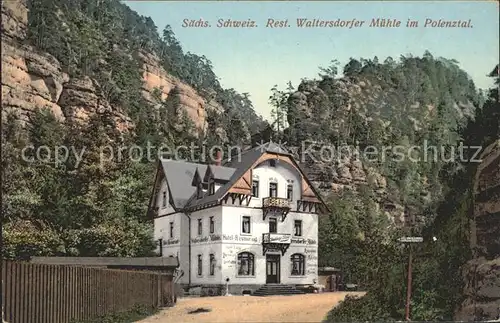 Polenztal Restaurant Waltersdorfer Muehle Kat. Hohnstein