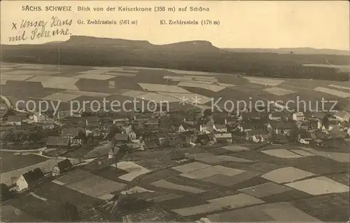 Schoena Elbe Blick von der Kaiserkrone  Kat. Reinhardtsdorf Schoena
