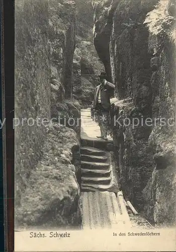 Bastei Saechsische Schweiz Schwedenloecher  Kat. Rathen Sachsen