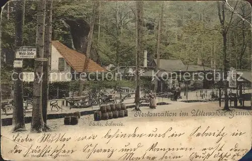 Saechsische Schweiz Restauration im Uttewalder Grunde Kat. Rathen Sachsen