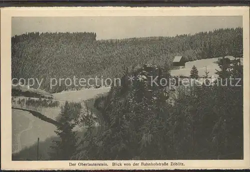 Zoeblitz Sachsen Oberlauterstein Blick von der Bahnhofstrasse Eisenbahn Kat. Zoeblitz