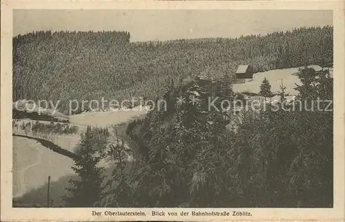 Zoeblitz Sachsen Oberlauterstein Blick von der Bahnhofstrasse Eisenbahn Kat. Zoeblitz