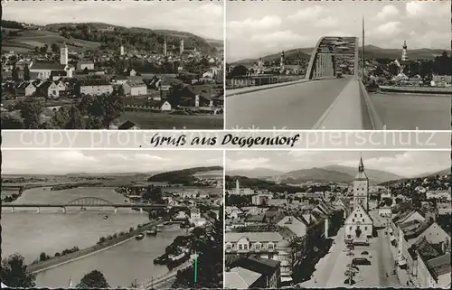 Deggendorf Donau Stadtblick Donaubruecke Donaupartie Marktplatz Kat. Deggendorf