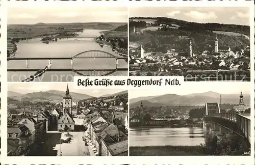 Deggendorf Donau Luitpoldplatz Donaupartie Stadtansicht Abendstimmung an der Donau Kat. Deggendorf