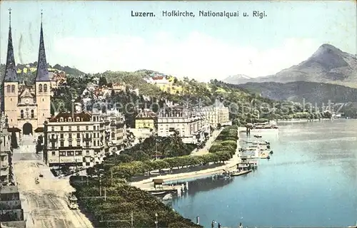 Luzern LU Hofkirche Nationalquai Vierwaldstaettersee Rigi Kat. Luzern