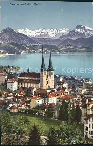 Luzern LU Hofkirche Vierwaldstaettersee Alpenpanorama Kat. Luzern