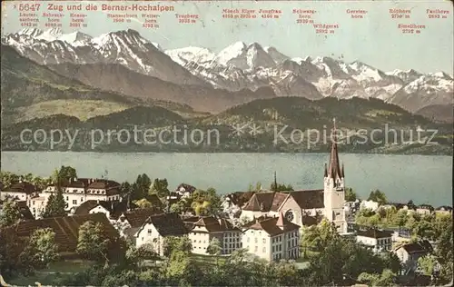 Zug ZG Panorama mit Kirche und Bergen Kat. Zug