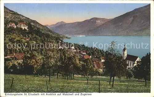 Zug ZG Erholungsheim Sankt Elisabeth mit Blick auf Walchwil und Zugersee Kat. Zug