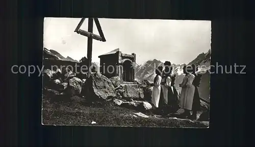 Loetschental Sennerinnentracht Bergkreuz Talfahrt Kat. Kippel