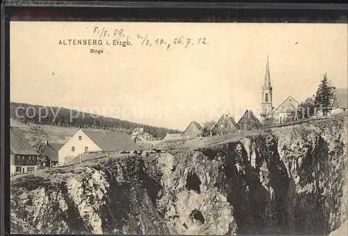 Altenberg Erzgebirge Teilansicht mit Kirche und Binge Kat. Geising