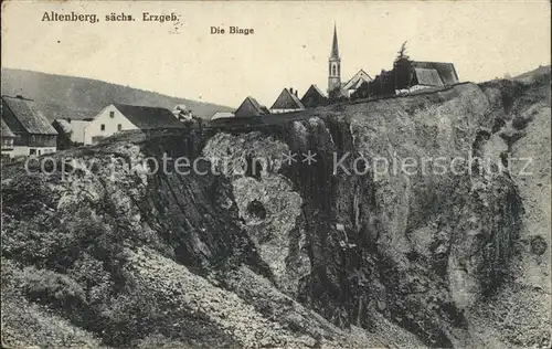 Altenberg Erzgebirge Teilansicht mit Kirche und Binge Kat. Geising