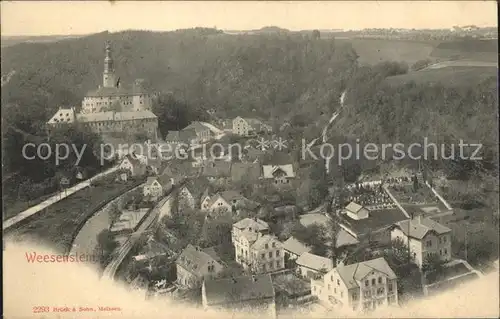 Weesenstein Ortsansicht mit Schloss