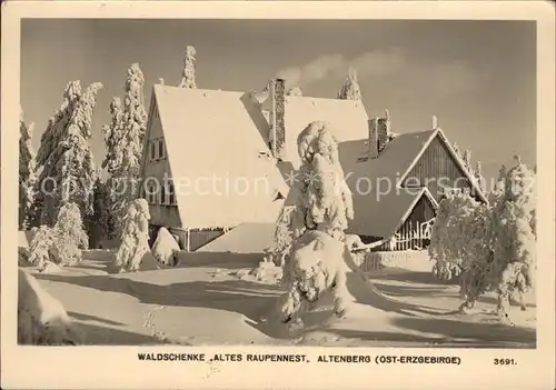 Altenberg Erzgebirge Waldschaenke Altes Raupennest im Winter Kat. Geising