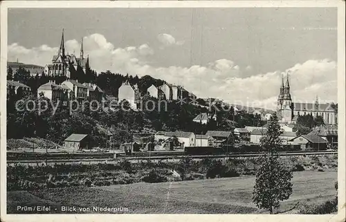 Pruem Eifel Panorama von Niederpruem gesehen Kat. Pruem