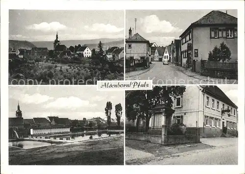 Alsenborn Ortsansicht mit Kirche Strassenpartie Gasthof Schwimmbad Kat. Enkenbach Alsenborn