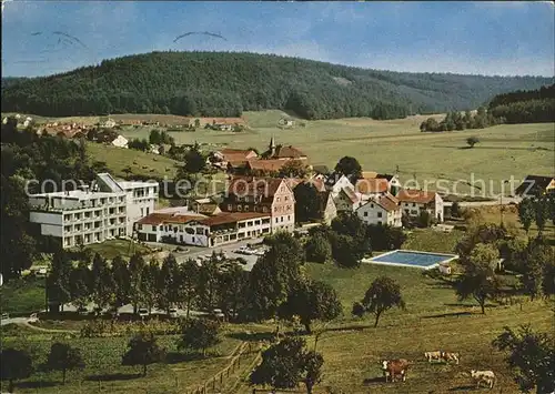 Gras Ellenbach Kurhotel Siegfriedbrunnen Swimming Pool Viehweide Kuehe Kat. Grasellenbach