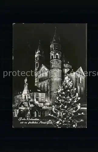 Worms Rhein Dom und Siegfriedbrunnen bei Nacht