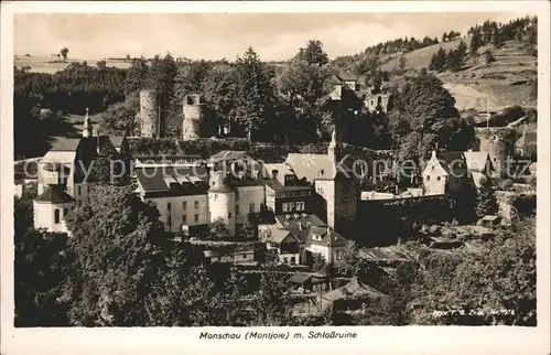 Monschau Montjoie Teilansicht mit Schlossruine Kat. Monschau