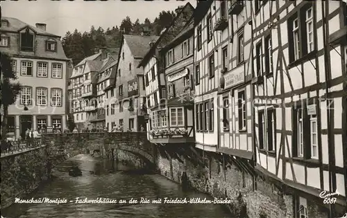 Monschau Montjoie Rurpartie Fachwerkhaeuser Friedrich Wilhelm Bruecke Kat. Monschau