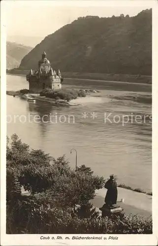 Foto Zeitz F.G. Nr. 1800 Caub a. Rh. Bluecherdenkmal Pfalz  Kat. Berchtesgaden