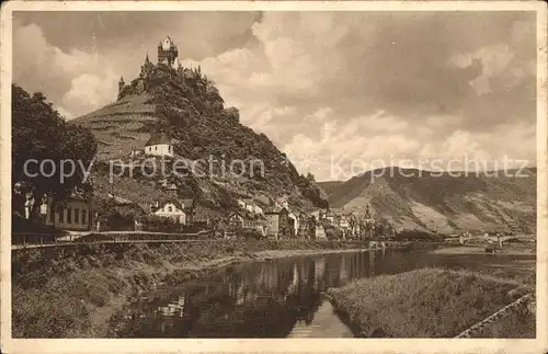 Cochem Mosel Uferpartie Blick zur Burg Kat. Cochem