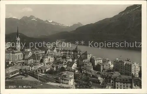 St Moritz GR Ortsansicht mit Kirche mit Alpenpanorama Kat. St Moritz