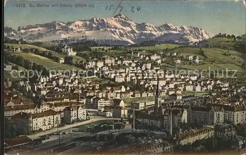 St Gallen SG Gesamtansicht mit Saentis Appenzeller Alpen Kat. St Gallen