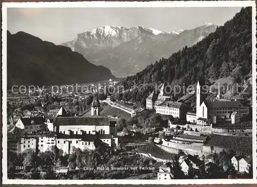 Chur GR Quartier Hof und Seminar mit Falknis Raetikon Kat. Chur