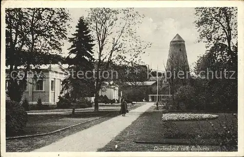 Schoenebeck Salzelmen Lindenbad mit Solturm Bahnpost Kat. Schoenebeck