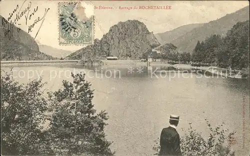 Rochetaillee Saint Etienne Le Barrage Staudamm Stausee Stempel auf AK Kat. Saint Etienne