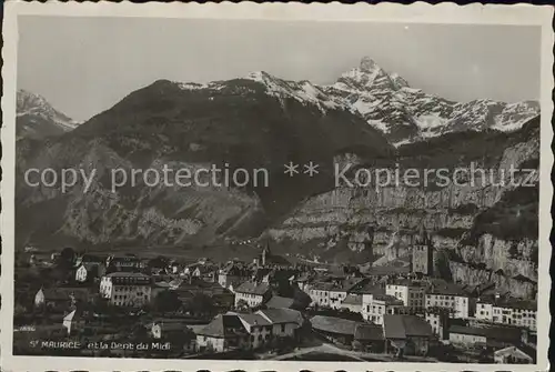 Saint Maurice VS Gesamtansicht Dent du Midi Kat. Sankt Moritz Wallis