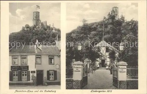 Godesberg Bad Aennchen Haus mit Godesburg und Lindengarten Kat. Bonn