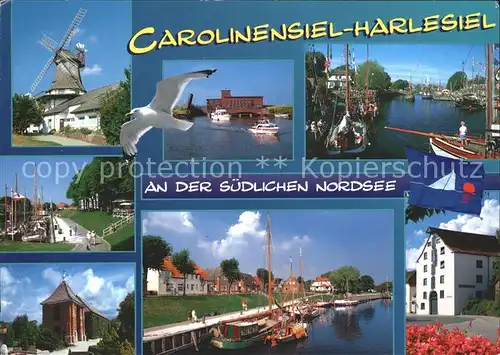 Carolinensiel Harlesiel Ostfriesland Hafen Muehle Moewe Yachte Kat. Wittmund